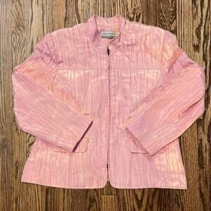 Pink metallic striped lightweight jacket